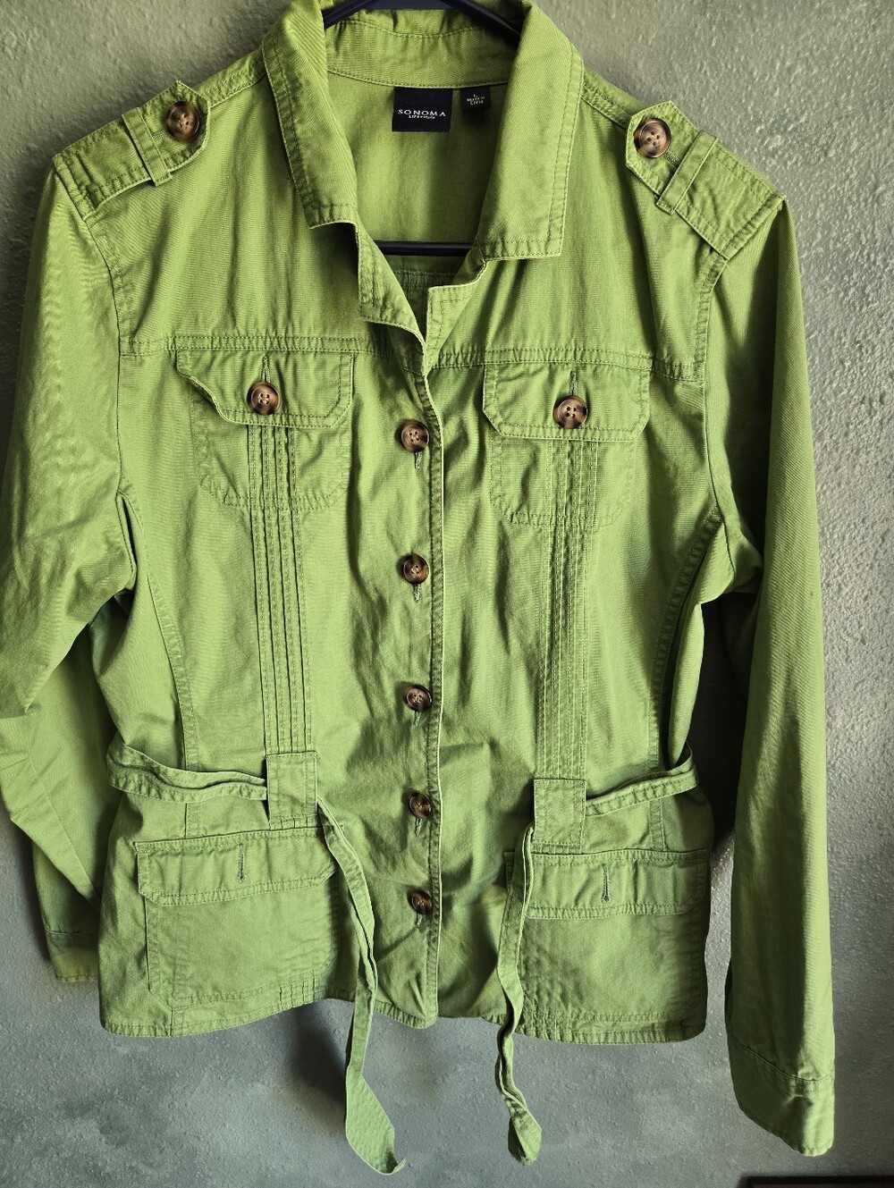 Sonoma - Belted - Blazer Utility Jacket Coat - Green - Women's Size L Large